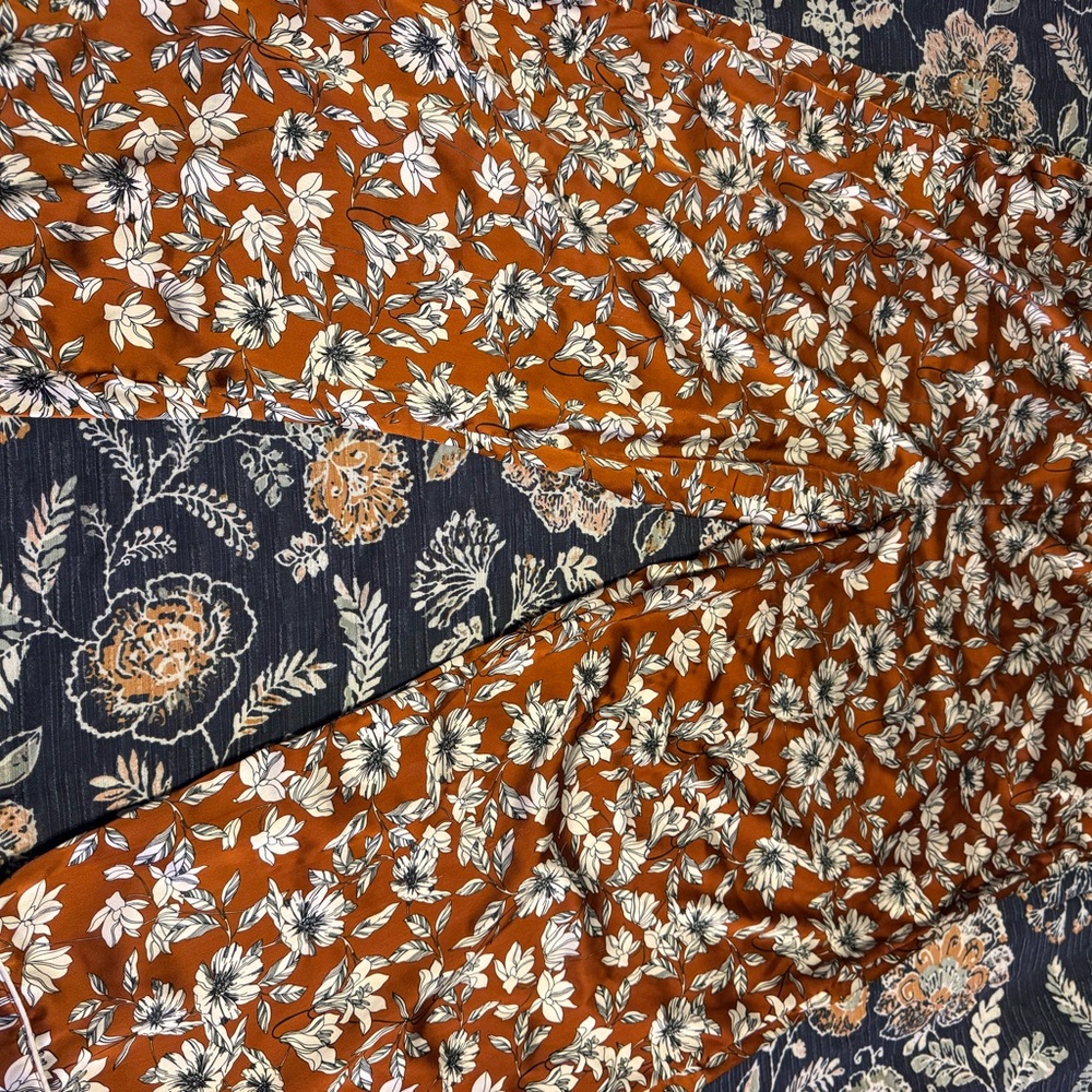 Orange Floral Wide-Leg Pants